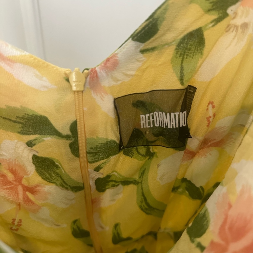 Reformation Yellow Floral Mini Dress - Picture 2 of 4